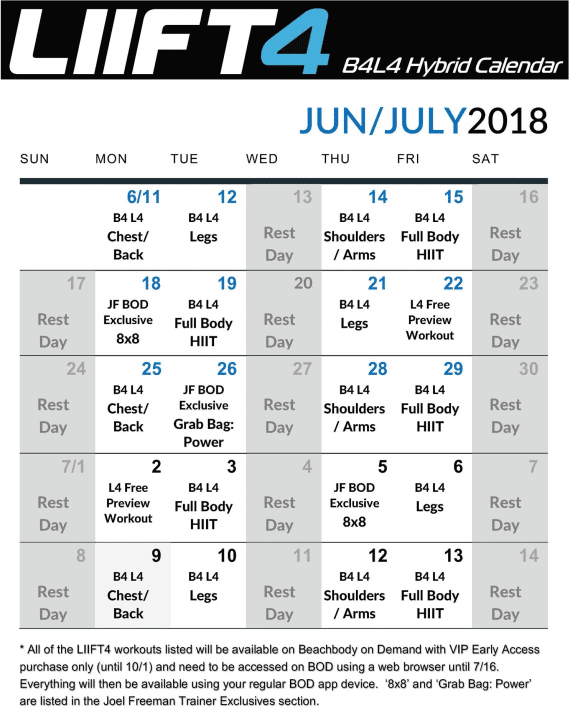 workout calendar Lift4